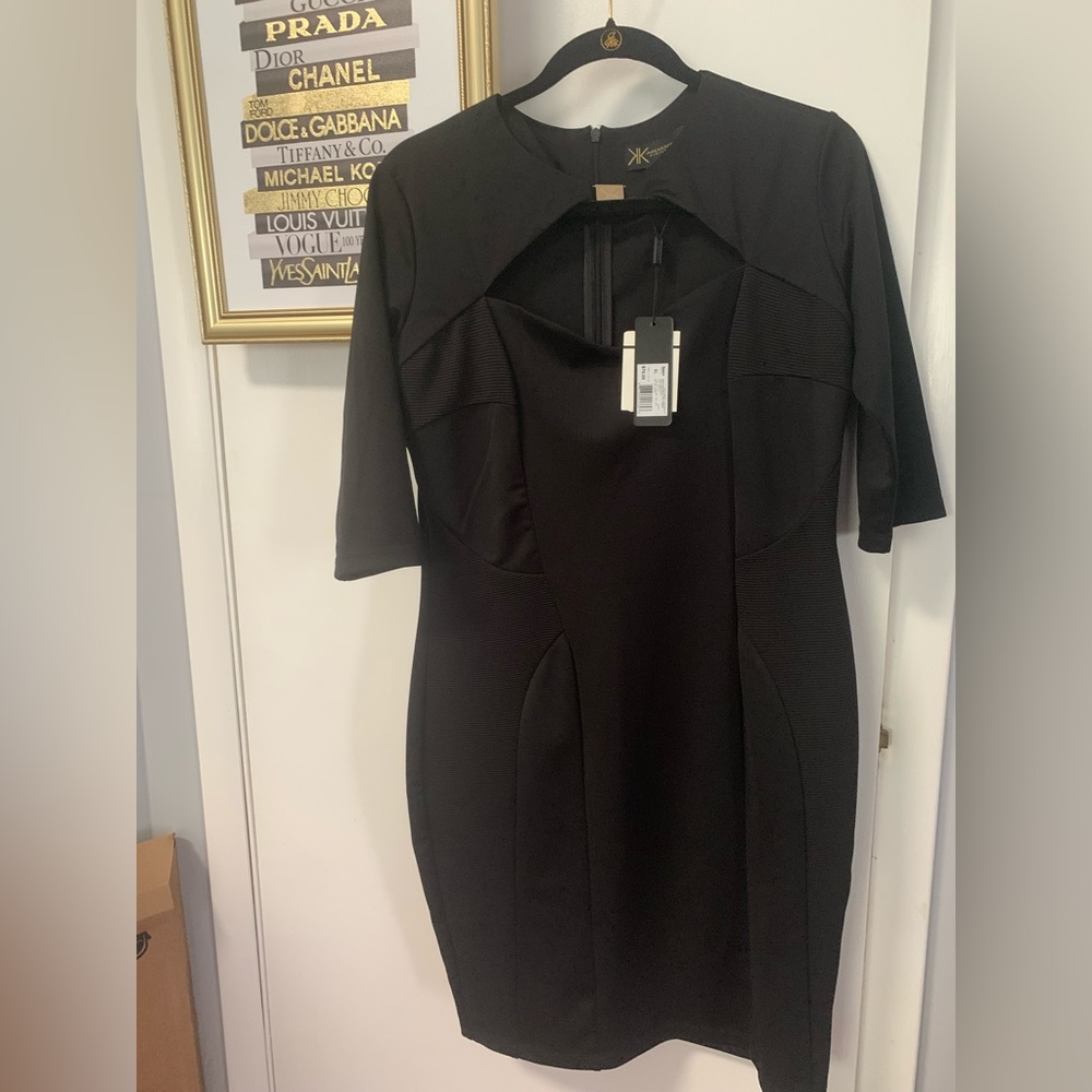 Black bodycon dress with chest cutout